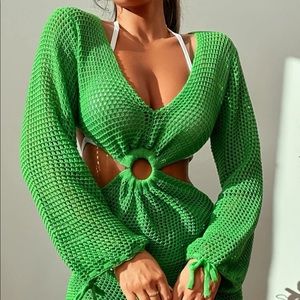 Green crochet dress cover up